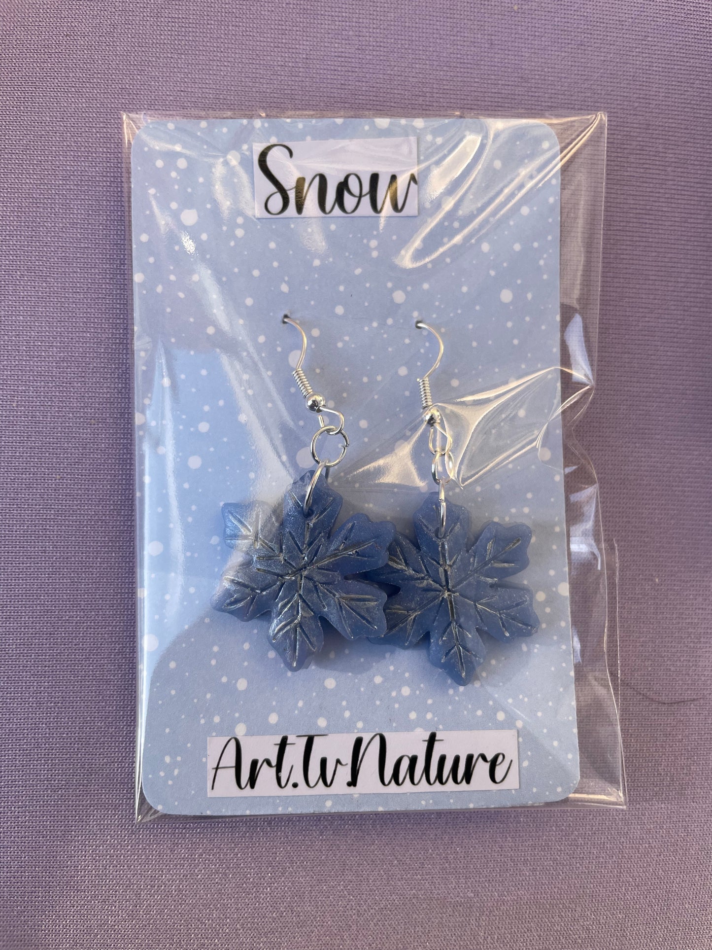 Snowflake handmade polymer clay earrings