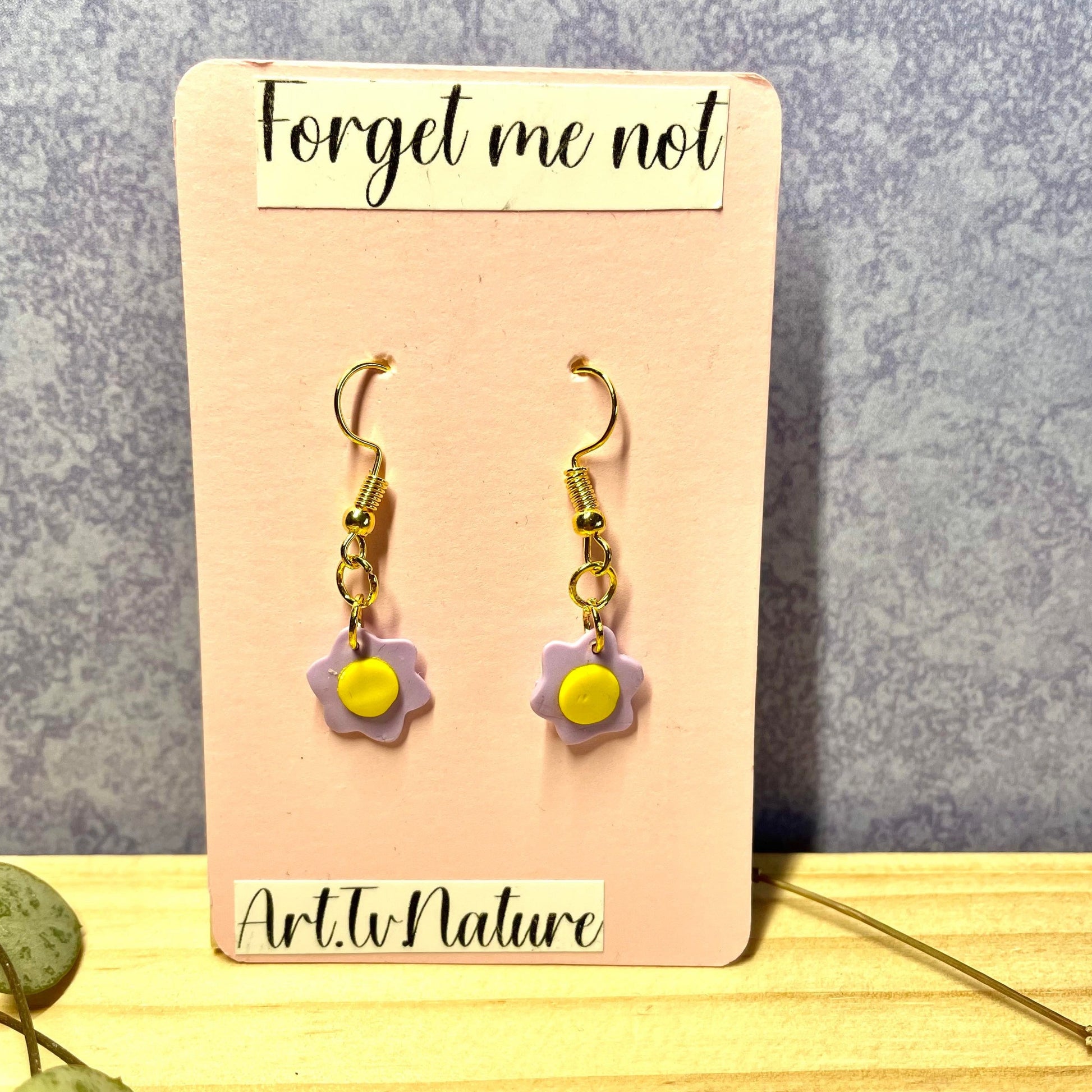 Handmade flower , forget me not design earrings , lilac