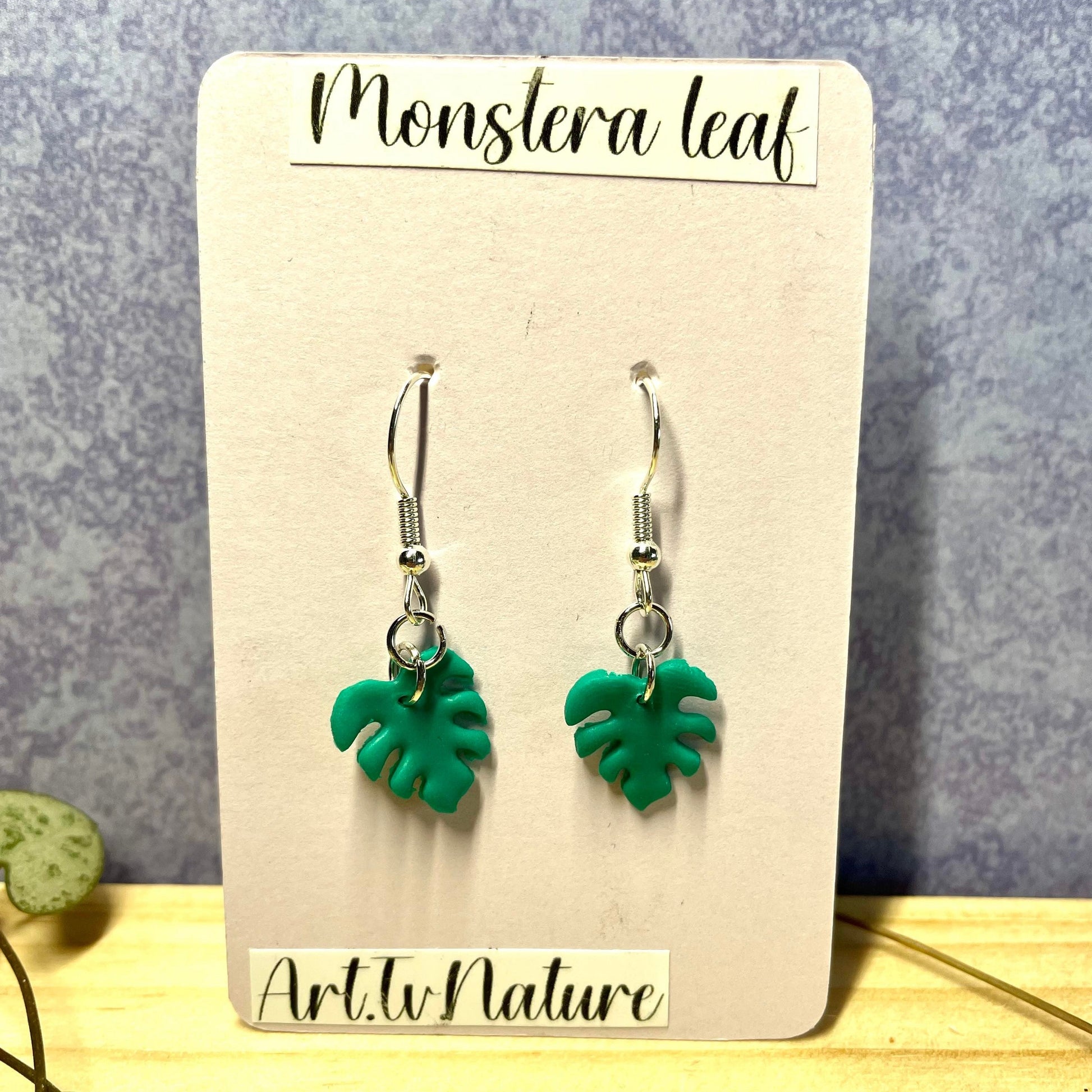 Monstera leaf polymer clay earrings