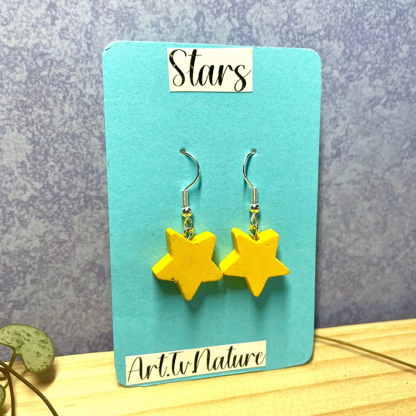 Star wooden handmade earrings 