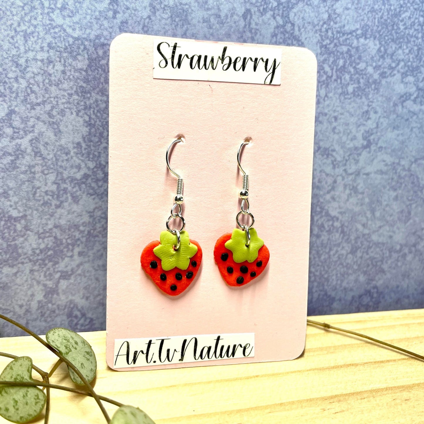 Strawberry polymer clay earrings