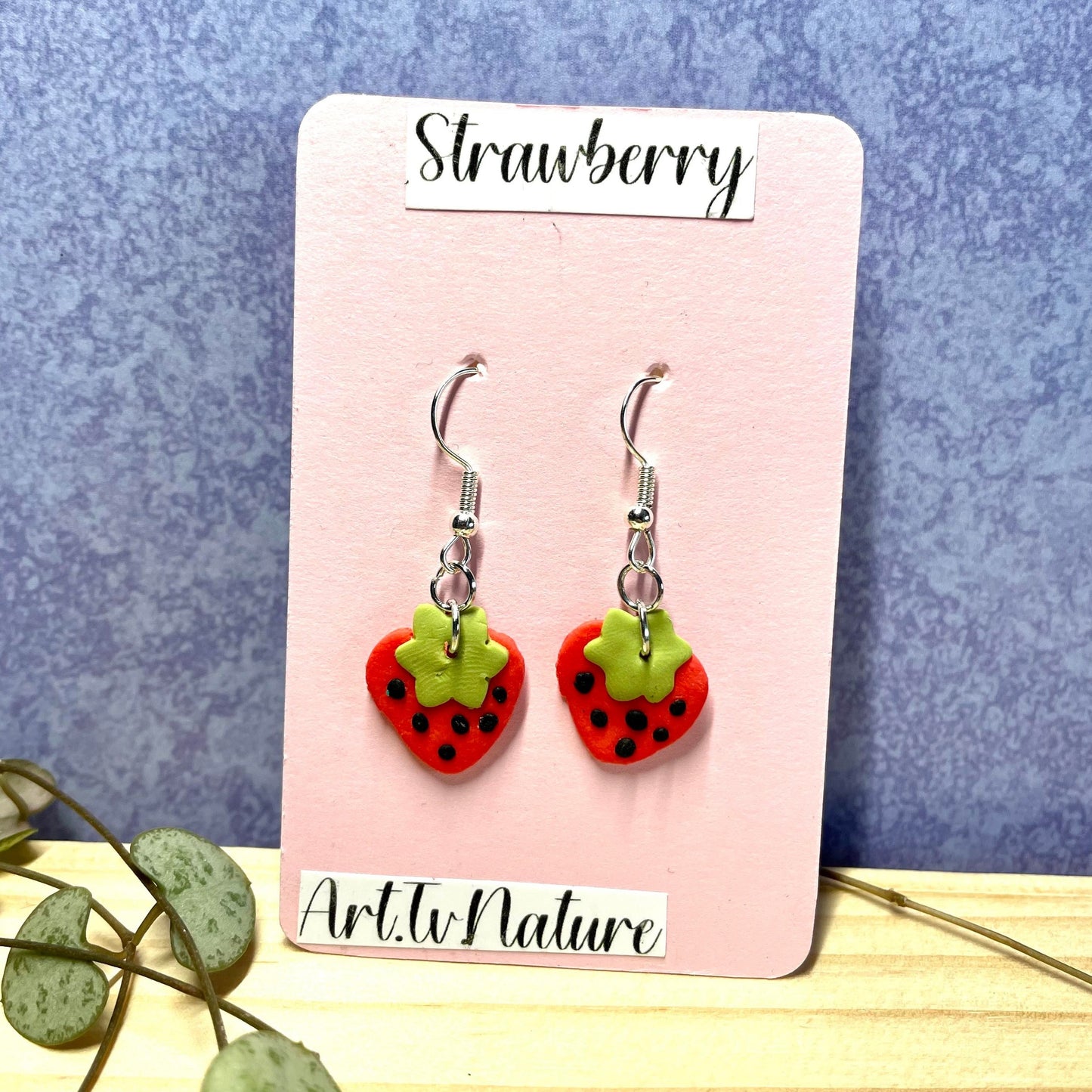 Strawberry polymer clay earrings