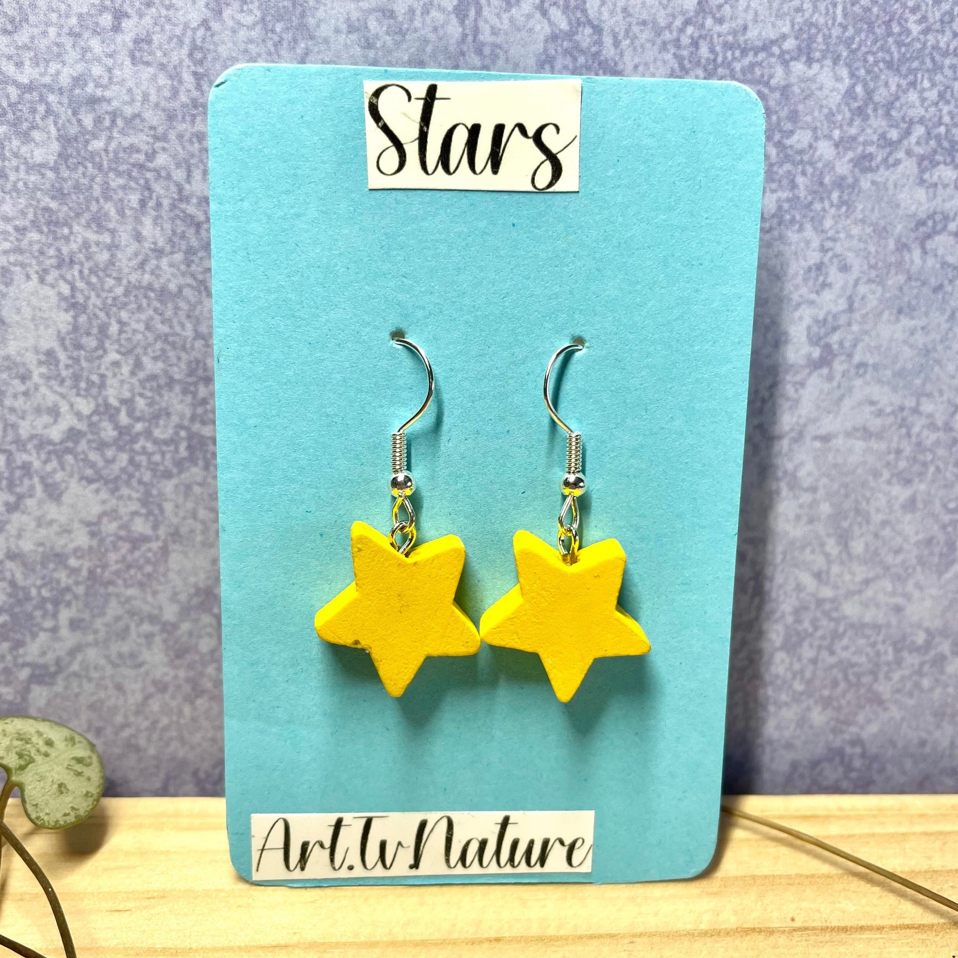 Star wooden handmade earrings 