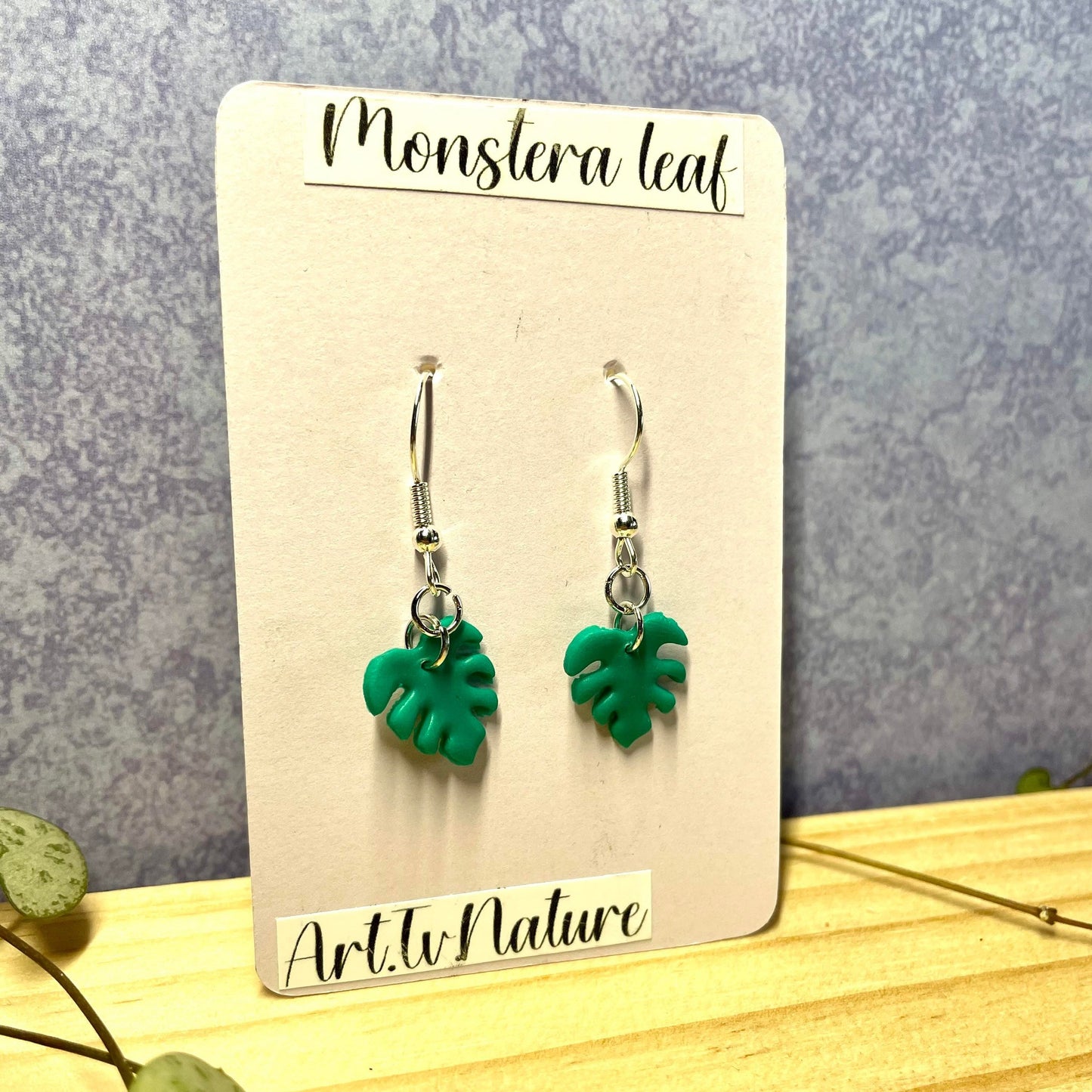 Monstera leaf polymer clay earrings