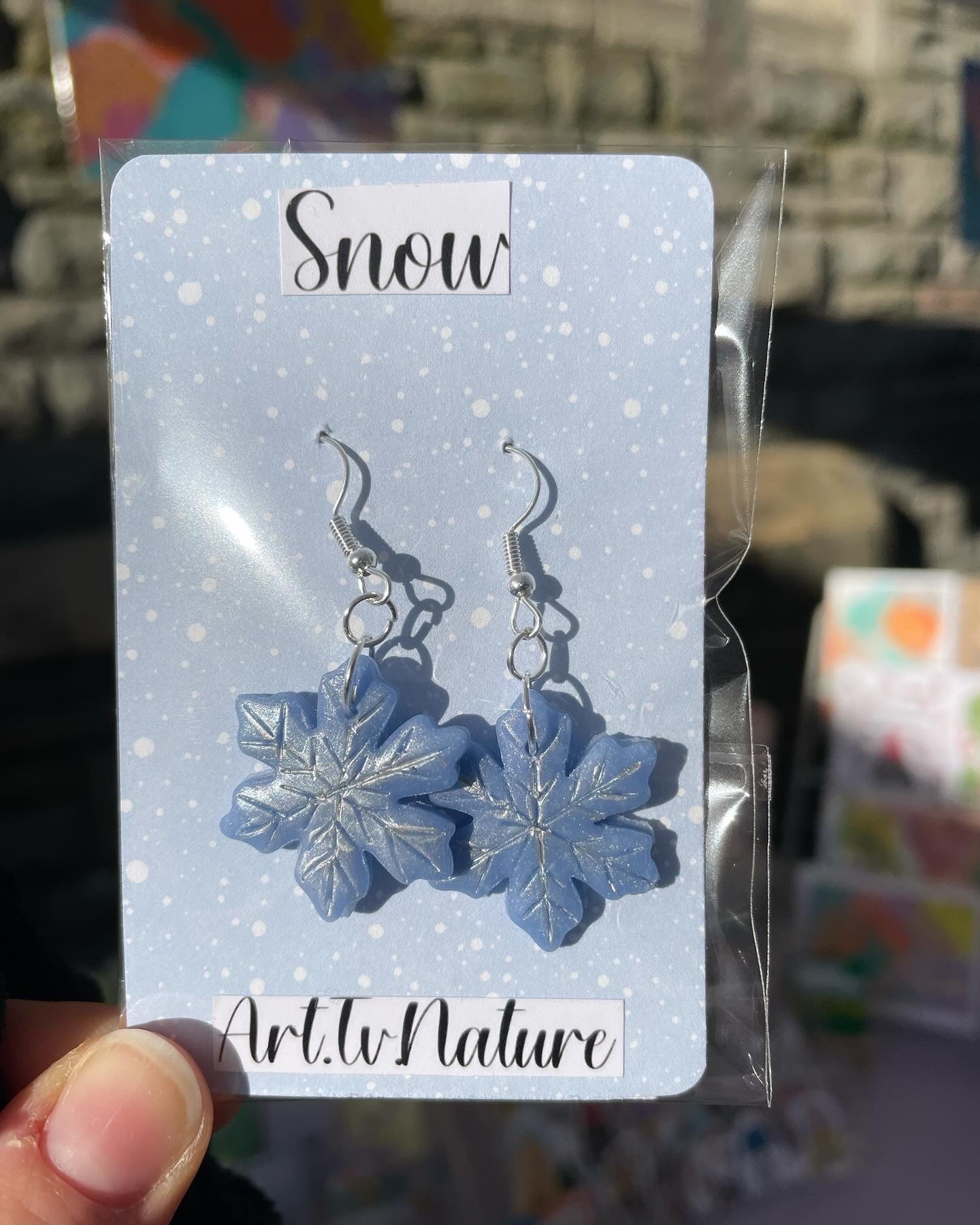 Snowflake handmade polymer clay earrings