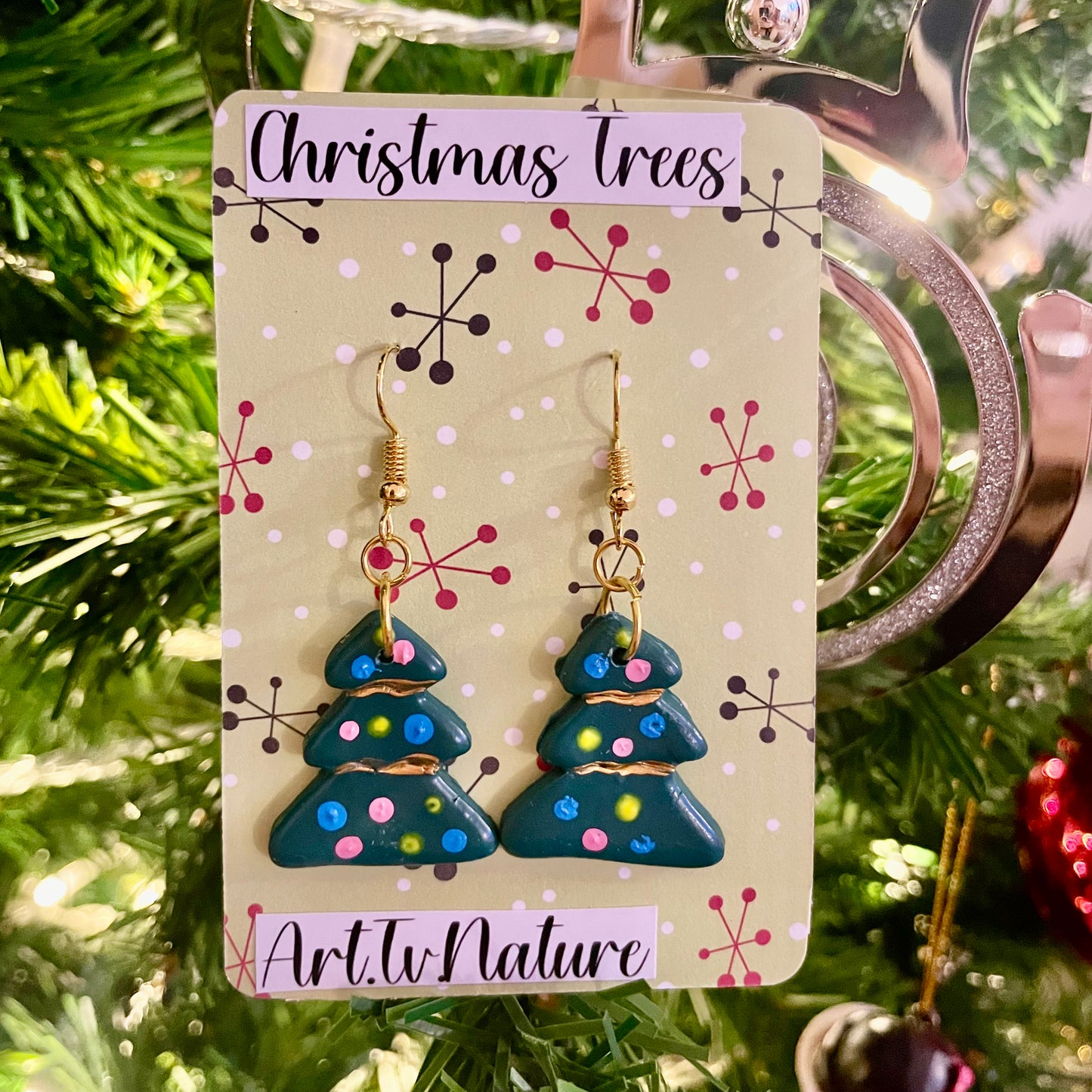 Christmas Tree handmade polymer clay earrings