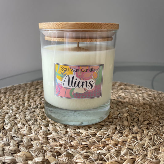 Aliens handmade soy candle