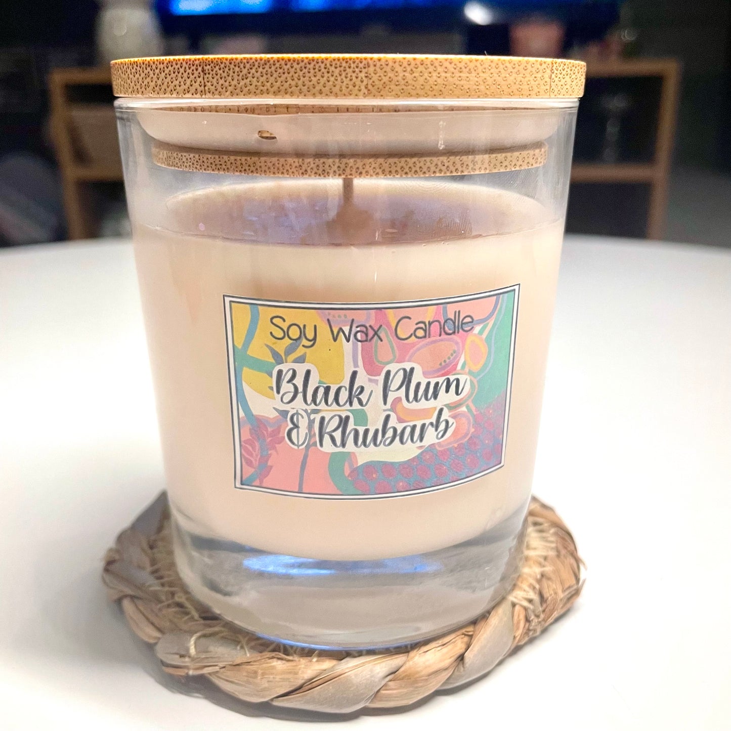 Black plum & Rhubarb handmade soy candle