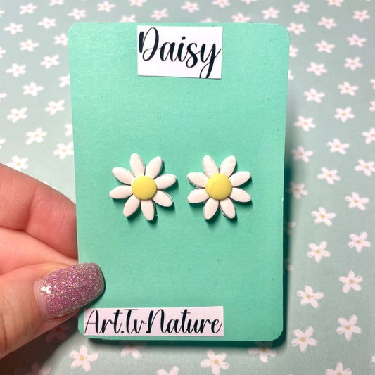 Daisy stud polymer clay earrings