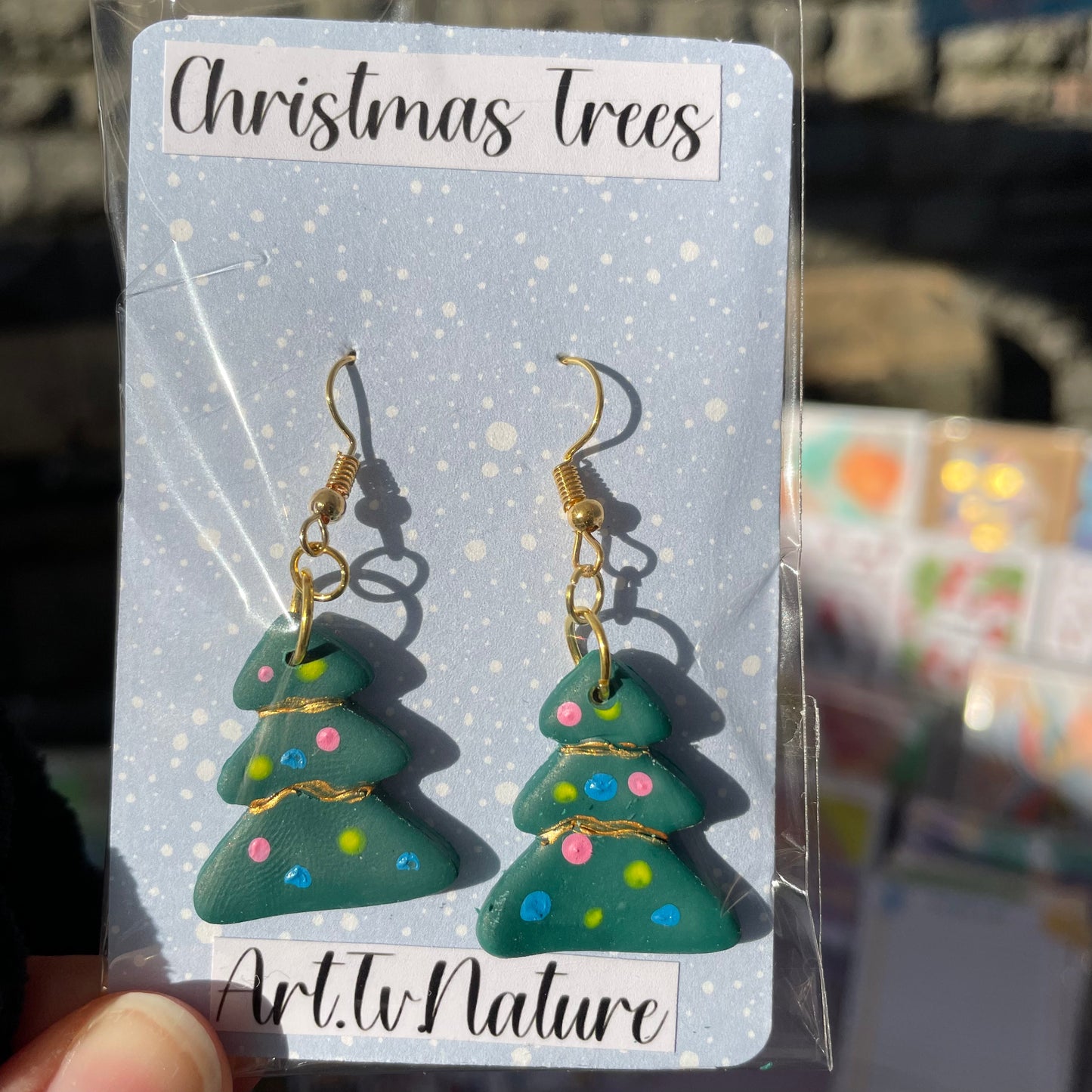 Christmas Tree handmade polymer clay earrings