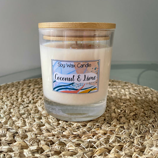 Coconut & lime handmade soy candle