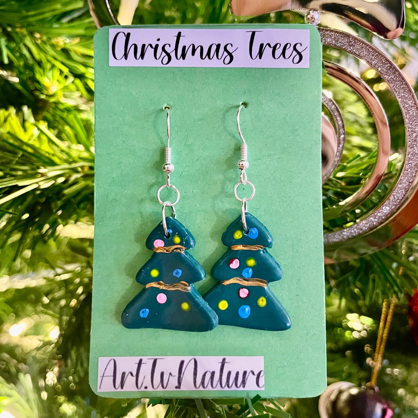 Christmas Tree handmade polymer clay earrings