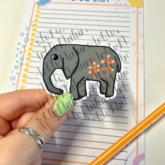 Elephant character digitally designed sticker