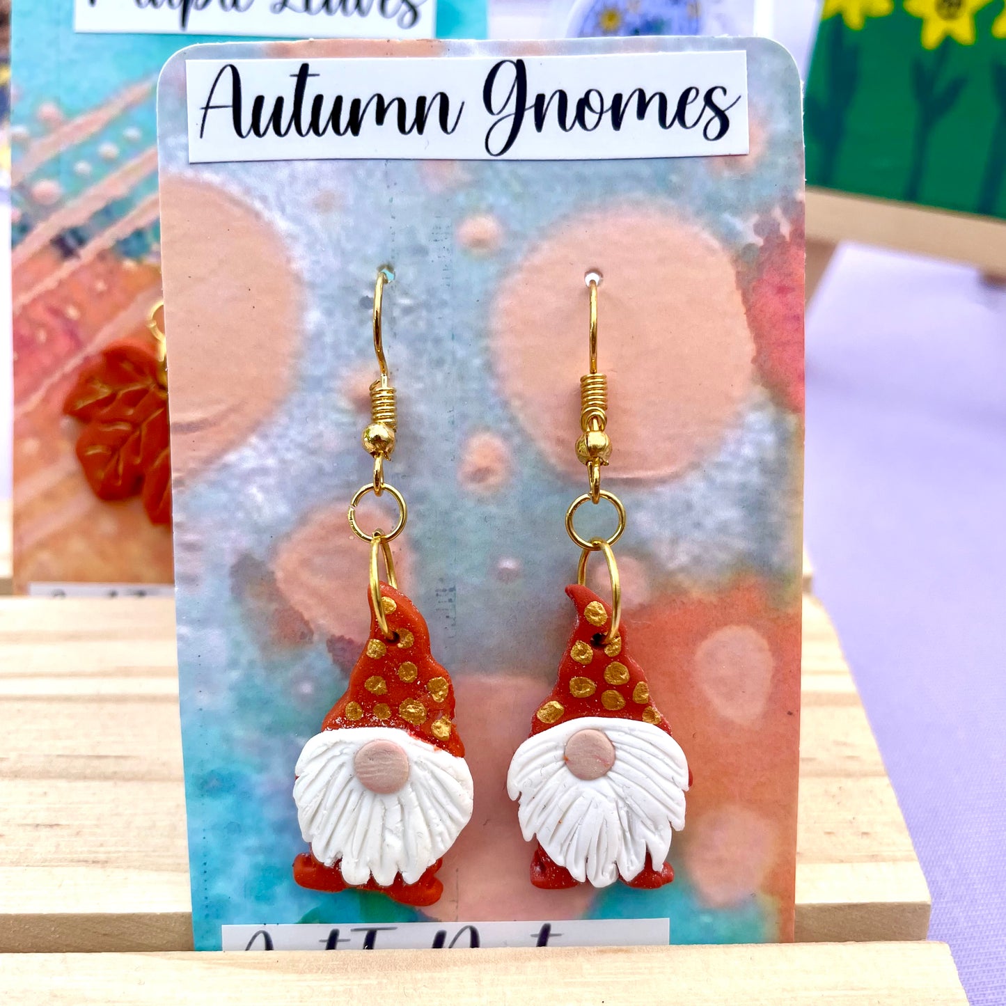 Autumn Gnome polymer clay earrings