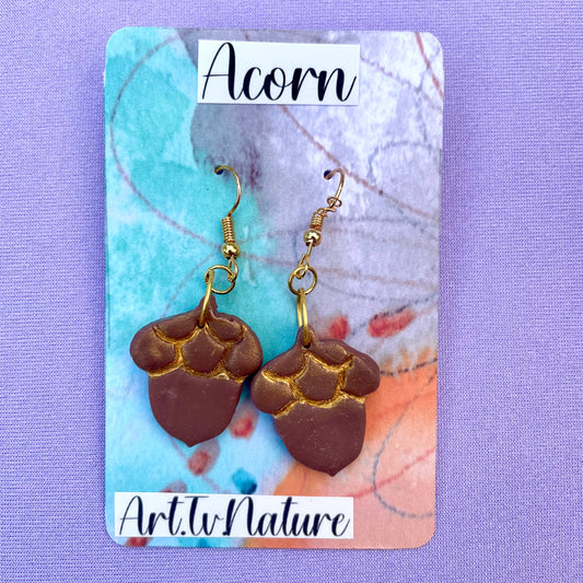 Acorn polymer clay earrings