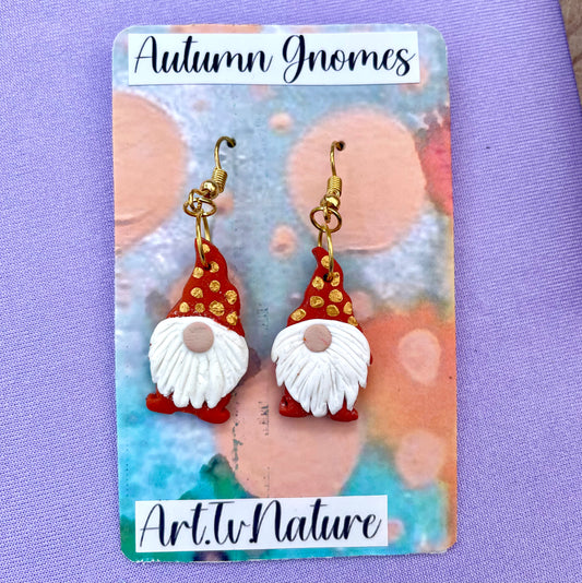 Autumn Gnome polymer clay earrings