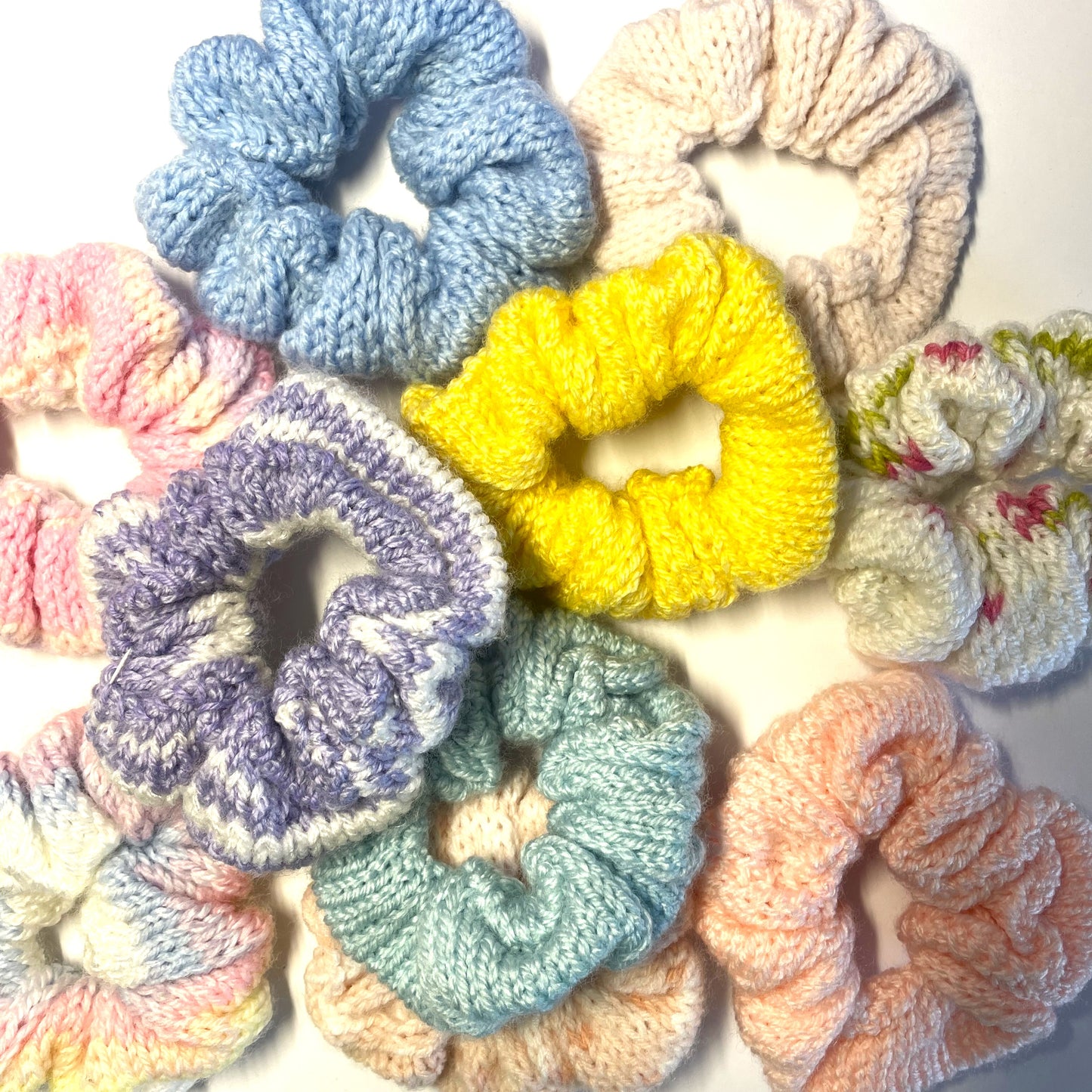 handmade knitted  hair scrunchies