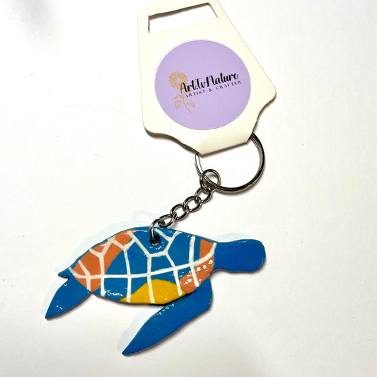 Turtle clay handmade keyring