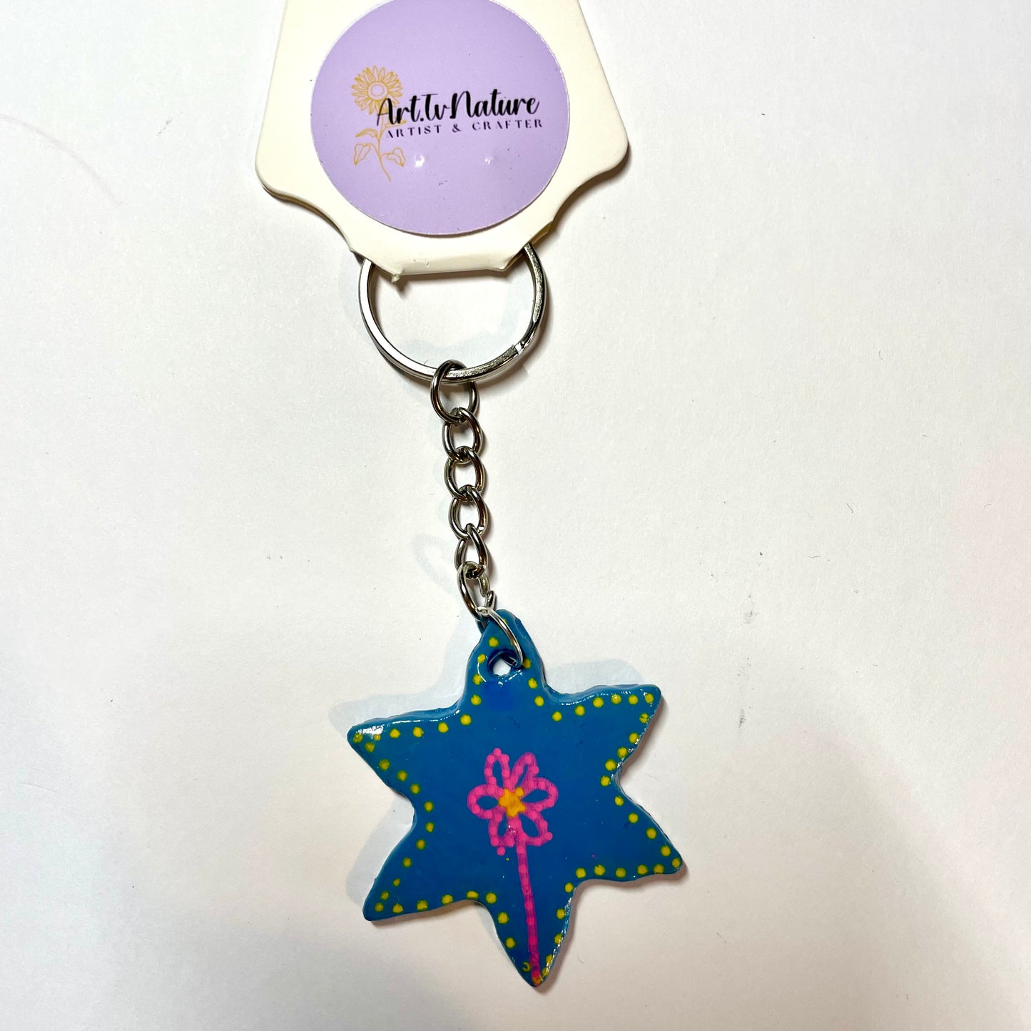 Blue star flower Keyring