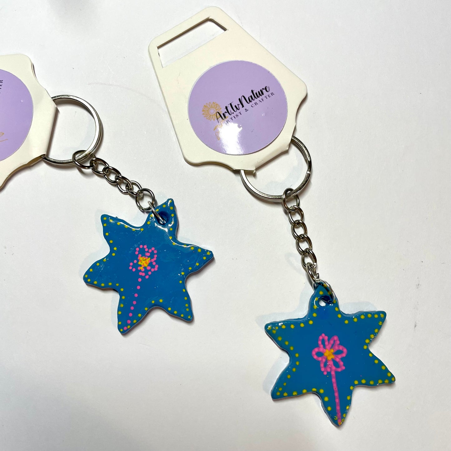 Blue star flower Keyring