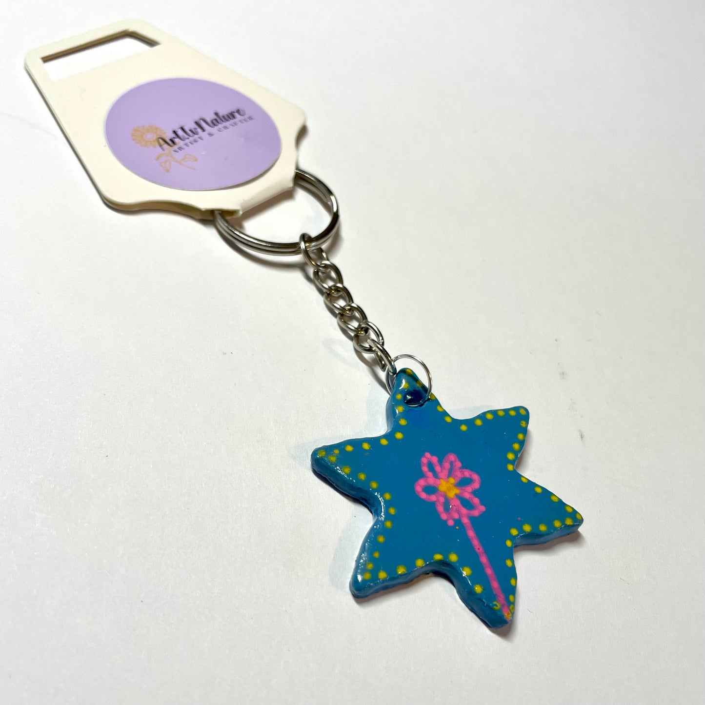 Blue star flower Keyring