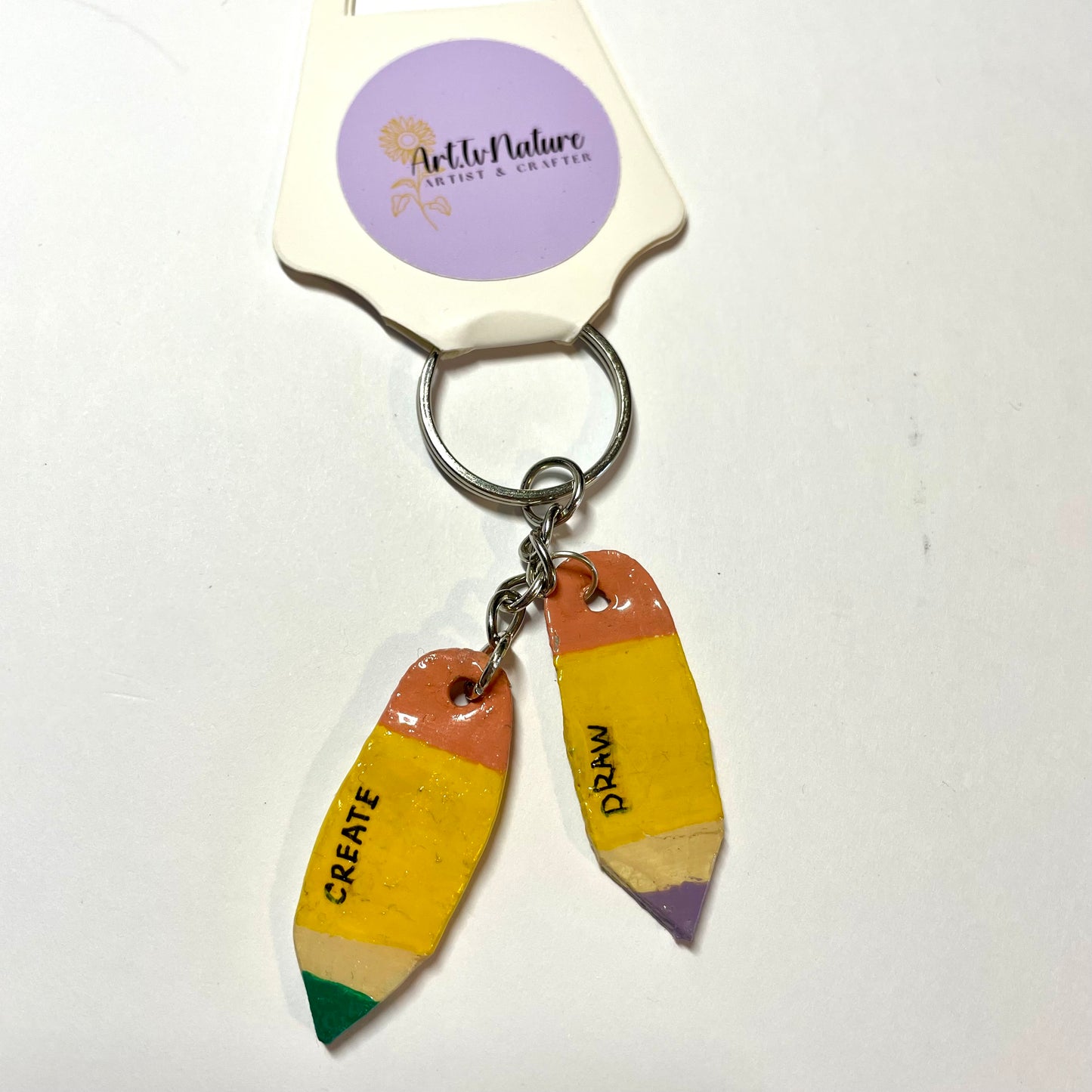 Pencils design clay keyring