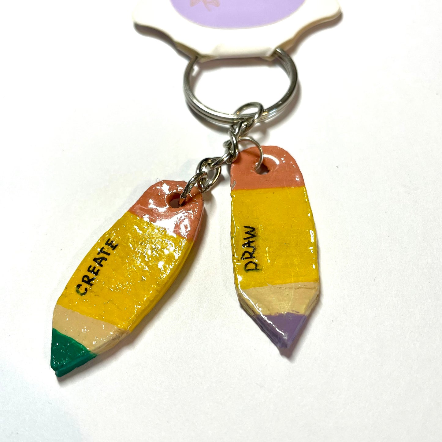 Pencils design clay keyring