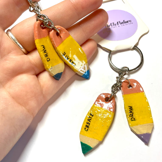 Pencils design clay keyring