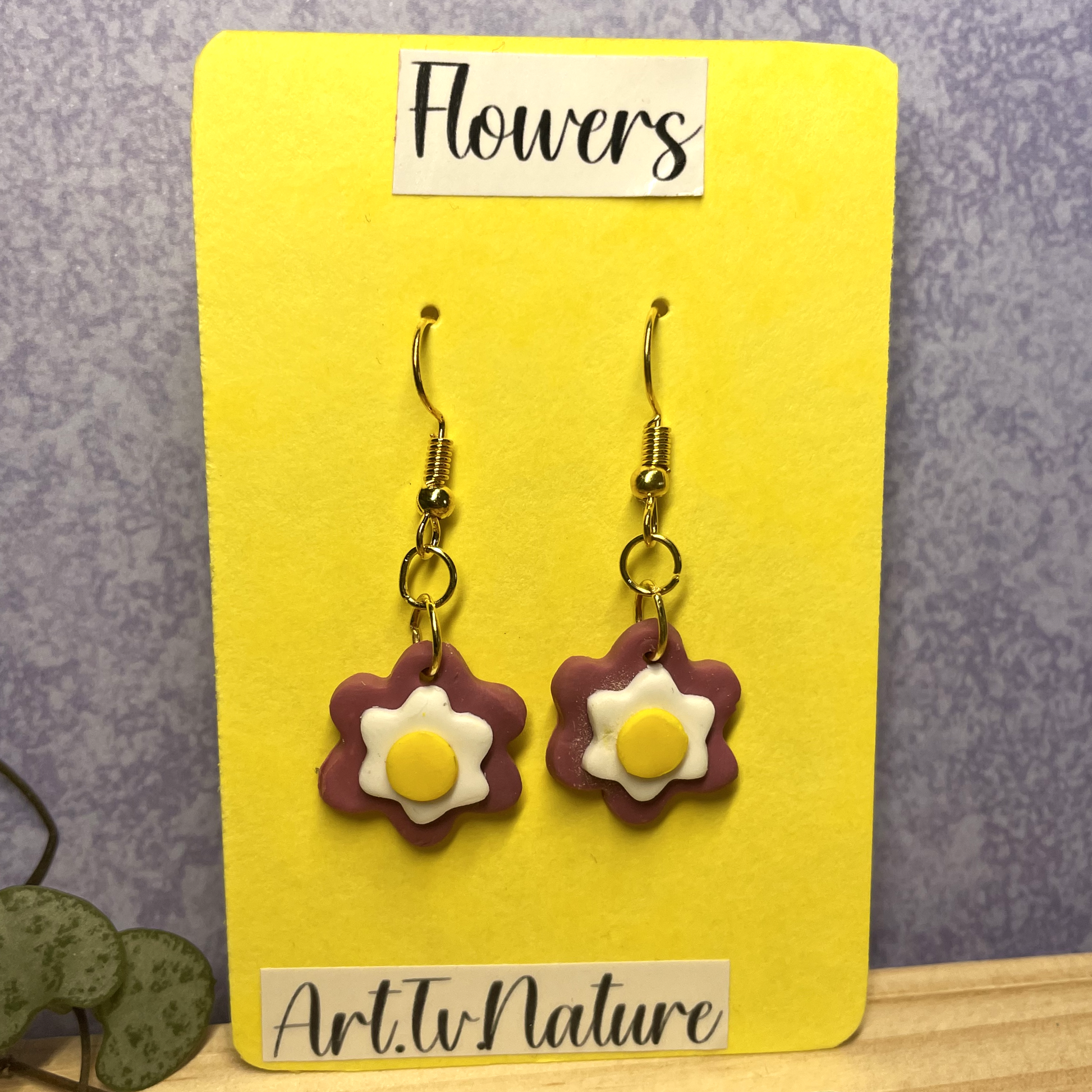 purple flower earrings