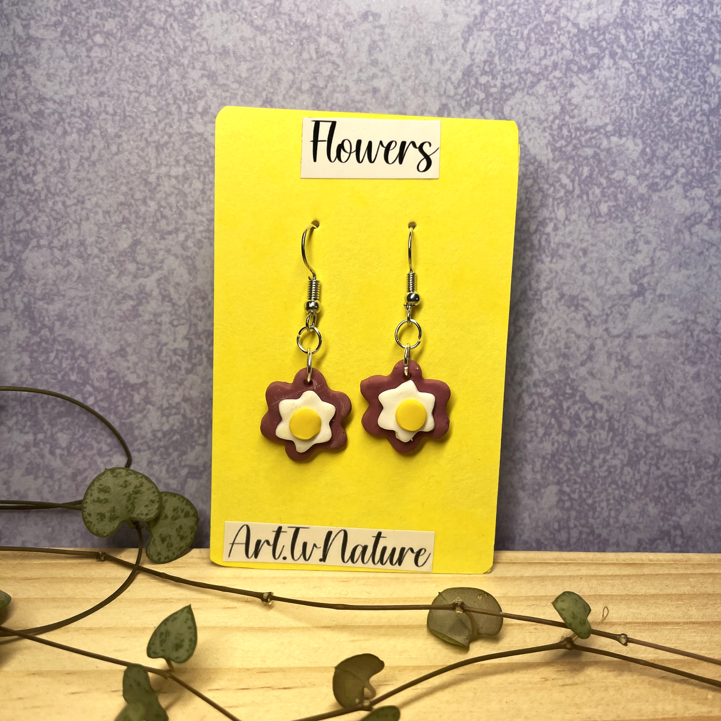 purple flower earrings