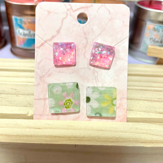 Handmade resin stud earring set