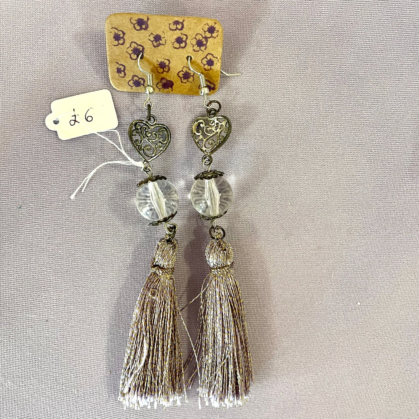 Handmade Silver tassel beaded  earrings