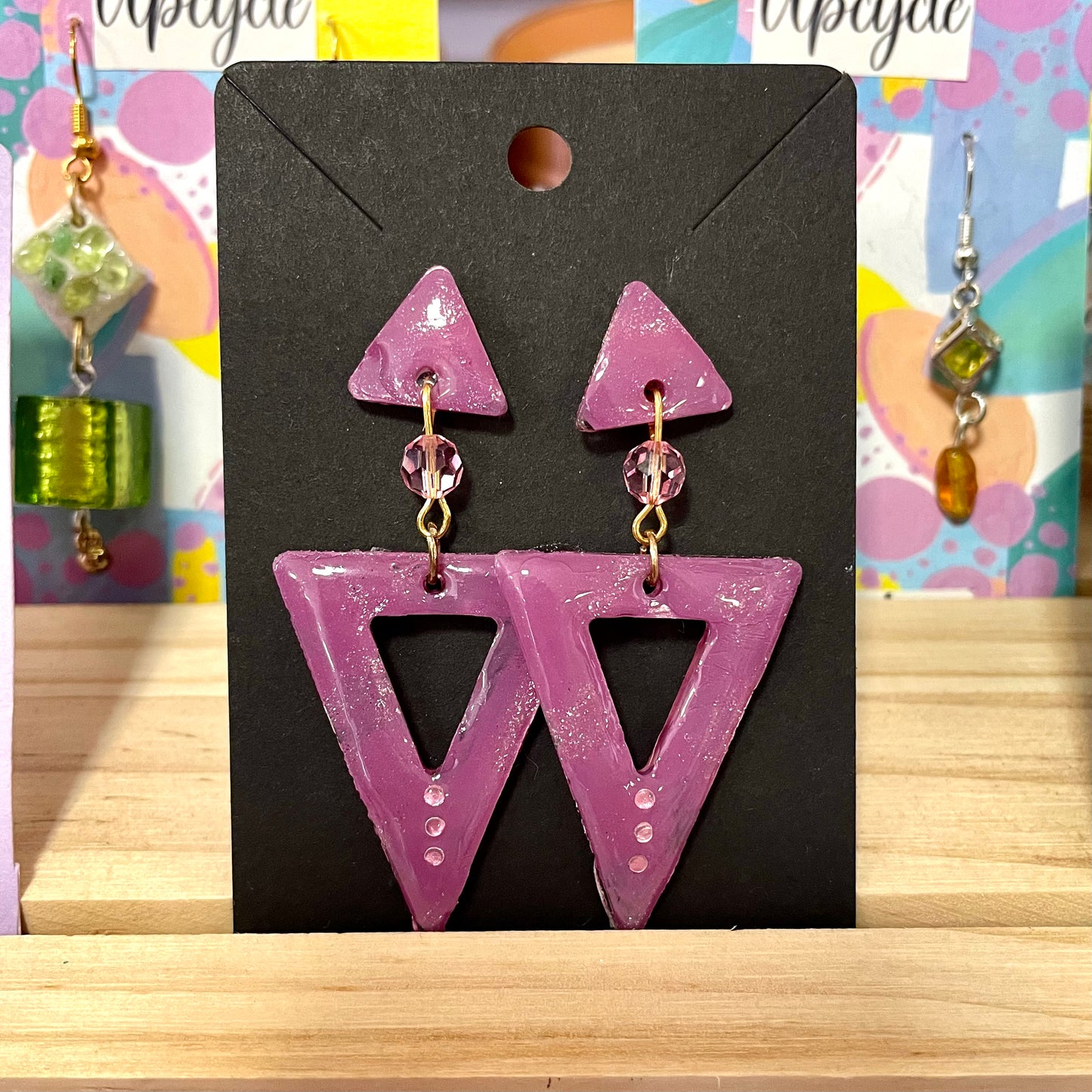 Handmade pink resin earrings