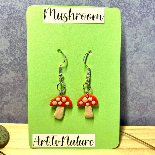 Mushroom polymer clay earrings