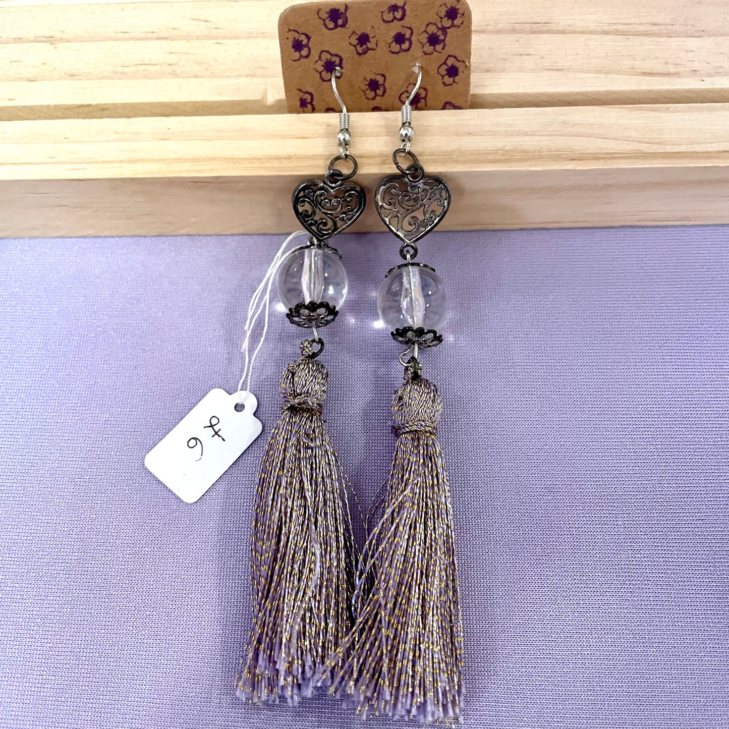 Handmade Silver tassel beaded  earrings