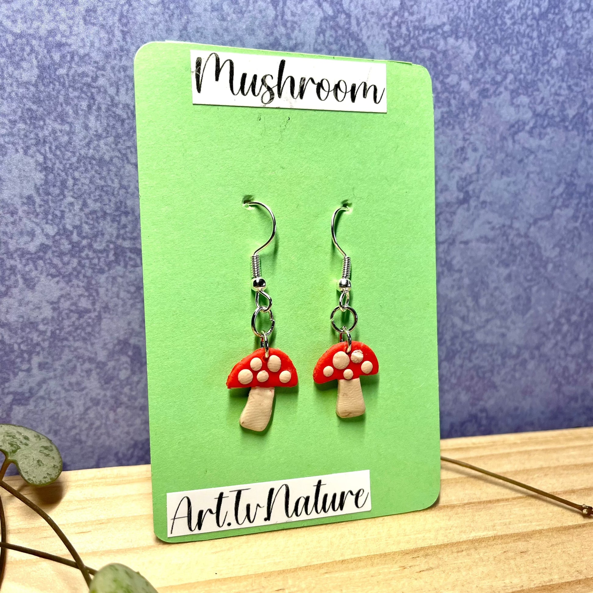 Mushroom polymer clay earrings