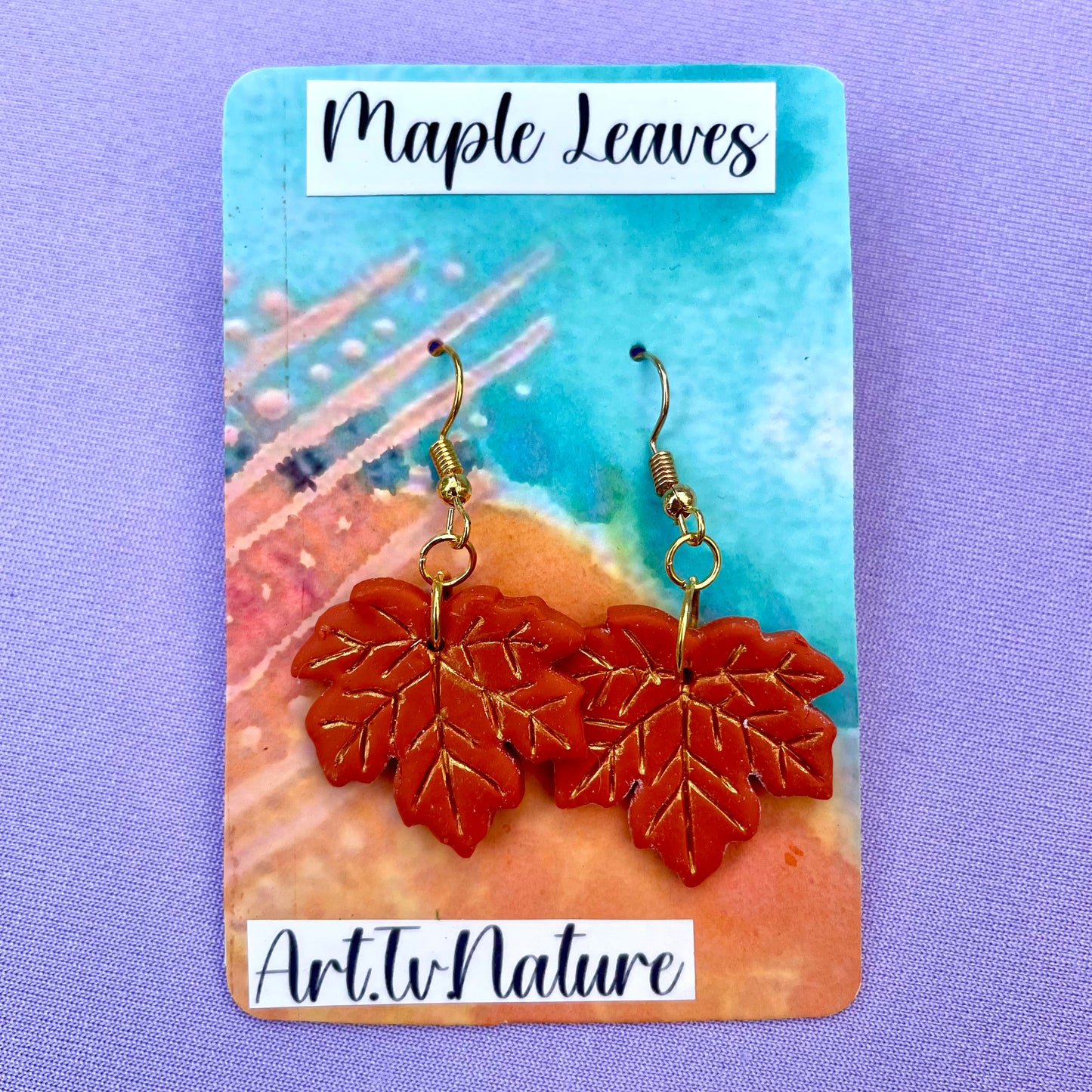 Maple Leaf polymer clay earrings