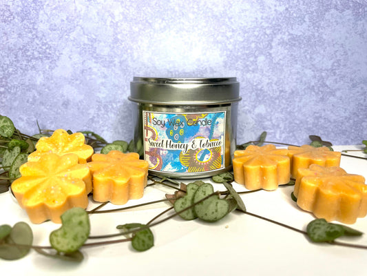 Sweet honey & tobacco handmade soy candle