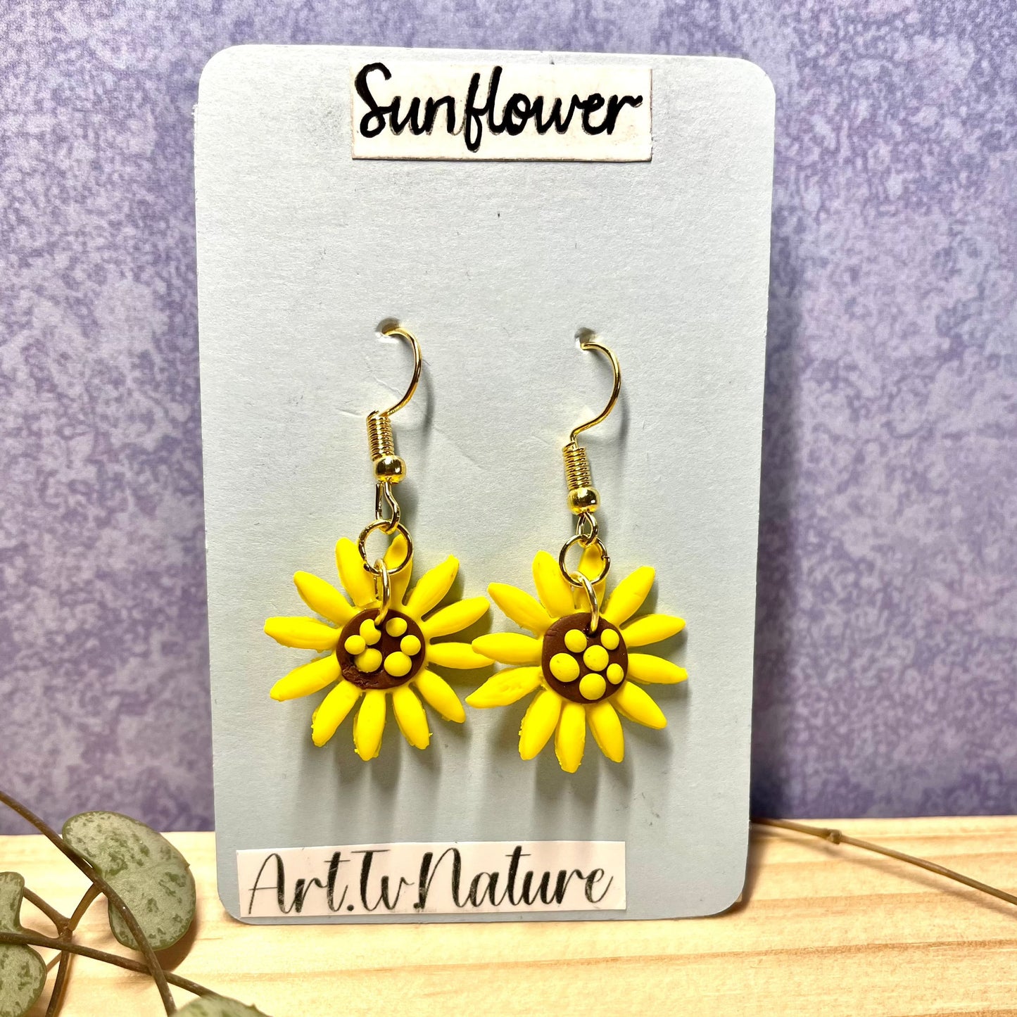 Sunflower polymer clay earrings