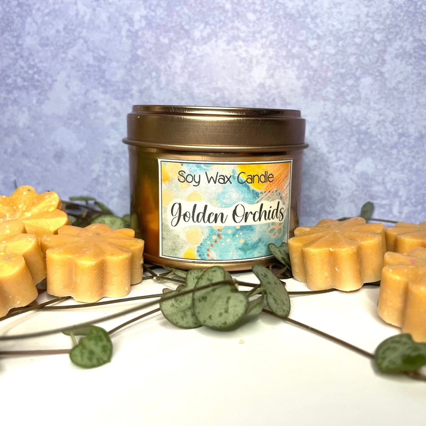 Golden orchids handmade soy wax melts