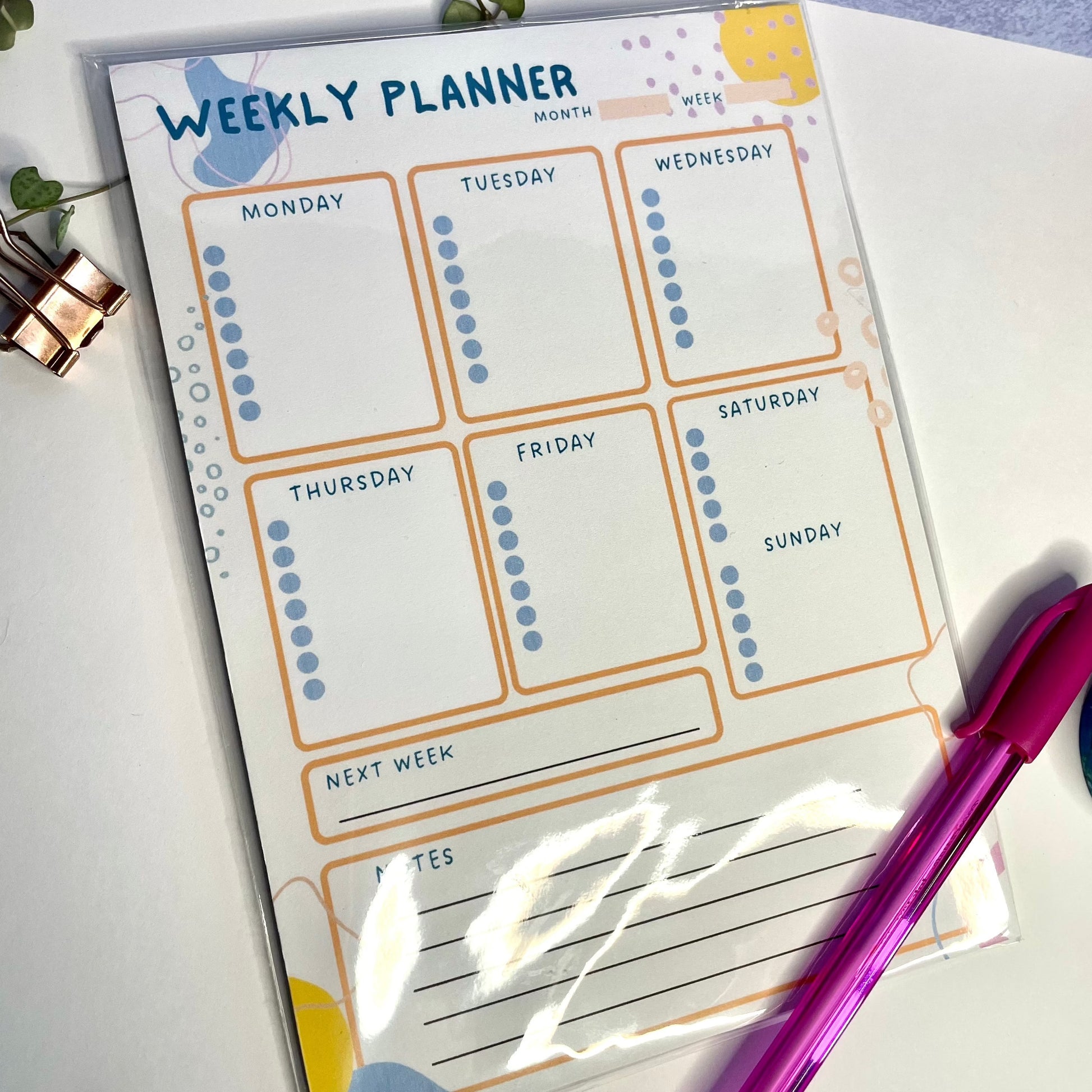 Weekly planner pad , 5 x 7 t