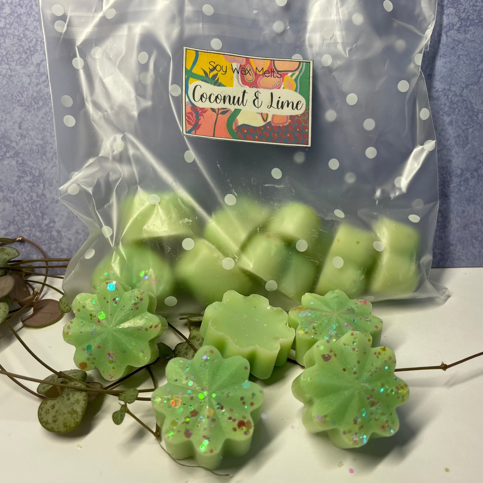 coconut and Lime scented soy wax melt shaped flowers