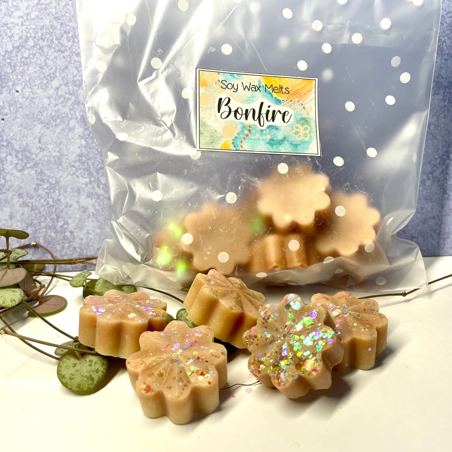 bonfire scented soy wax melt , flower shaped