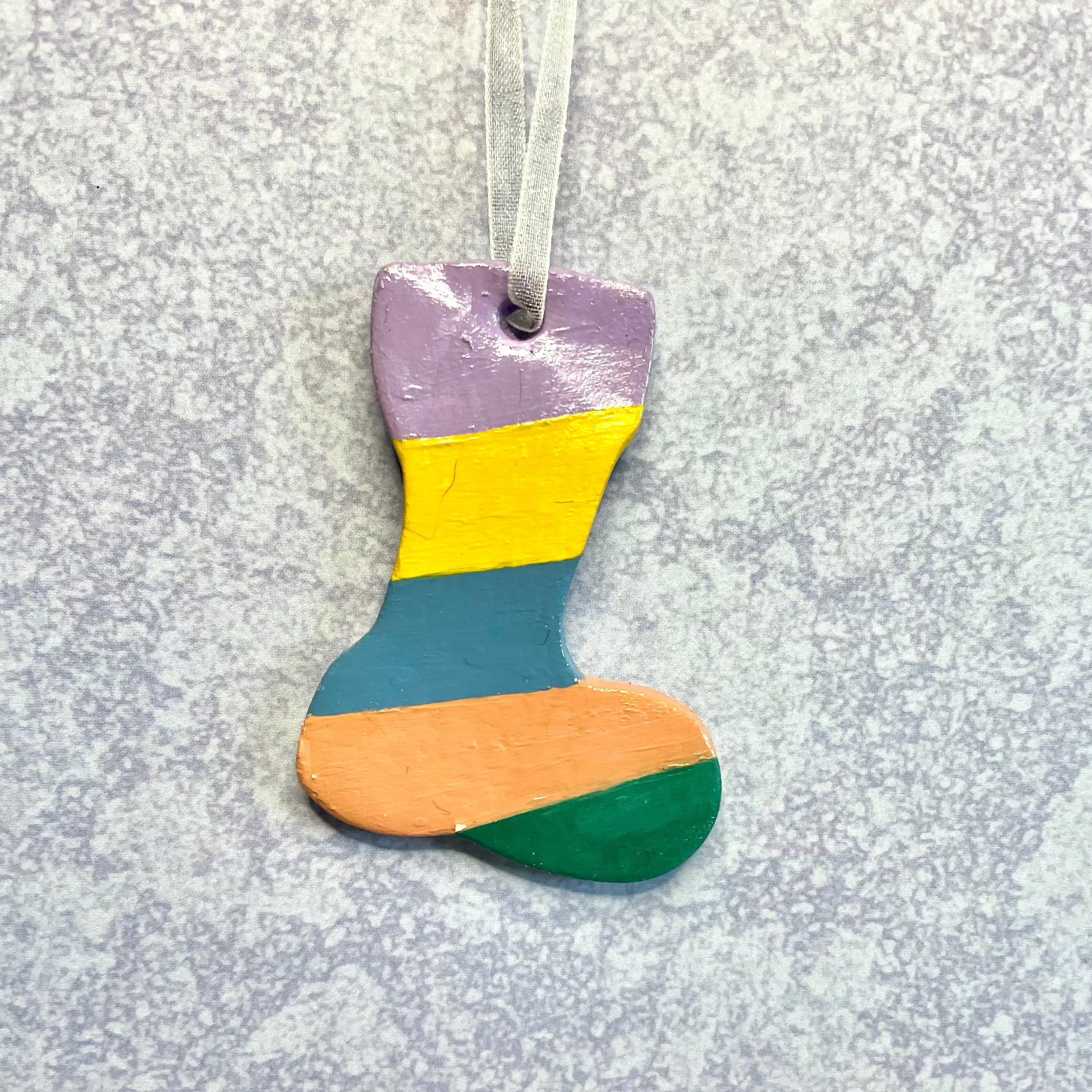 Stocking handmade clay ornament