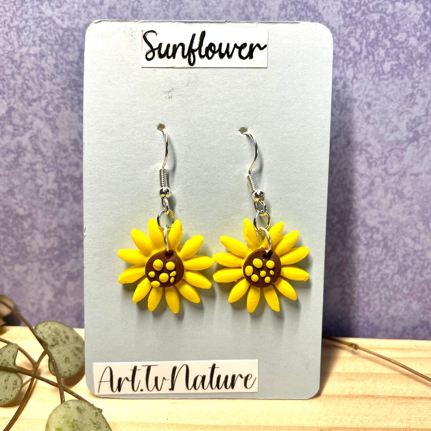 Sunflower polymer clay earrings